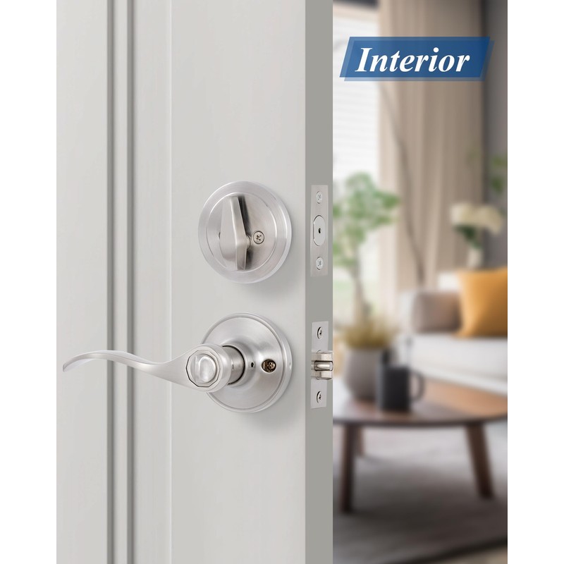 (2 Pack) Keyed Alike Front Door Lever Lockset with Single