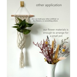 GHY Decor Boho Wall Hanging Dried Natural Flowers Decoration,Small Macrame Pampas Grass Preserved Green Eucalyptus Billy Balls Bunny Tail for Office Bedroom Apartment (A)