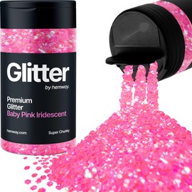 Hemway Premium Glitter Shaker - Baby Pink Iridescent | Super Chunky Metallic Flake Sequins for Resin & Epoxy Crafts | Craft Supplies for Tumblers, Festival, Hair, Face, Body, Eye & Nail Art | 115 g