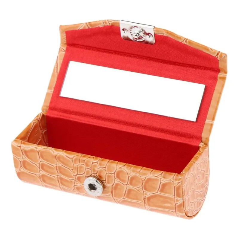 Estuche De Lápiz Labial Individual De Pu Para Rojo Naranja