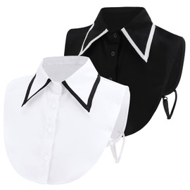 XEPST Women's Fake Collar Detachable Dickey Collar Stylish Detachable Half Shirt Blouse False Collar Chiffon Collar for Women Favors (White+Black)