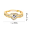 Heart Stone Ring - Adjustable Heart Rings with Cubic Zirconia,Open