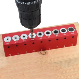 FTtool Drill Stand Aluminum Round Bar Wood Hole Making Locator 2/3/4/5/6/7/8/9/10mm Carpenter Woodworking DIY Tools Red 158