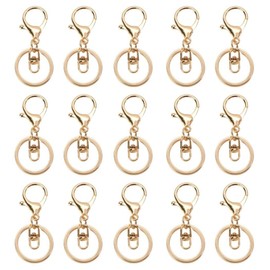 HappyHome Nascan Gold Set of 15 Accessories Parts Key Chain Hardware Key Ring with Swivel Hook (Gold)