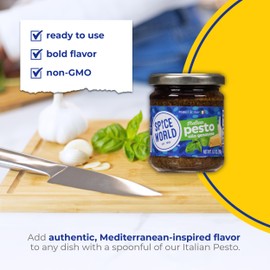 Spice World Italian Pesto Alla Genovese Seasoning Blend 6.7oz Jar Pesto Combines the Flavors of Basil, Pine Nuts, Garlic & More - Ready-to-Use Seasonings for Cooking Are Fresh, Fast, and Flavorful