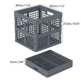Udotry 18 L Gray Plastic Collapsible Crates, Stackable Plastic Milk Crate, 3 Pack