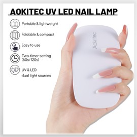 Aokitec 12W Mini Gel Nail Lamp,Portable LED Nail Lamp Mouse Shape Pocket Size UV Nail Dryer with USB for All Gel Nail Polishes,Nail Light with 2 Timer (White)