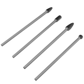 Carbide Burr Long, 4 Pieces Carbide Rotary Files Double Cut Burr 4pcs Carbide Rotary Files Set 6 mm Shank Metalworking Tool 6 mm for Grinder Drill