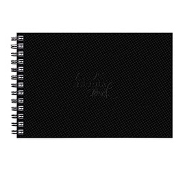 Rhodia Rhodia Touch 116145C Spiral Album Watercolor Book Double Spiral Fine Grain Paper 100% Cotton 300 g 20 Sheets A5 Landscape Format Ideal for Watercolour Black Pack of 1
