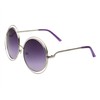 grinderPUNCH Women's Round Oversized Wire Sunglasses in Metal Silver Purple