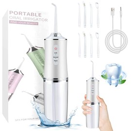 Irrigador Oral Impermeable Recargable - Hilo Dental de Agua Inalámbrico Irrigador Limpieza Dental Portátil Irrigador Bucal Cordless Water Flosser con 