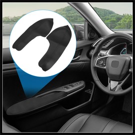 Hihaha 4Pcs/Set Car Door Armrest Protector Cover Microfiber Leather Pad Replacement for Honda Civic 10th Gen 2016 2017 2018 2019 2020 Black with Black Line Durable Material
