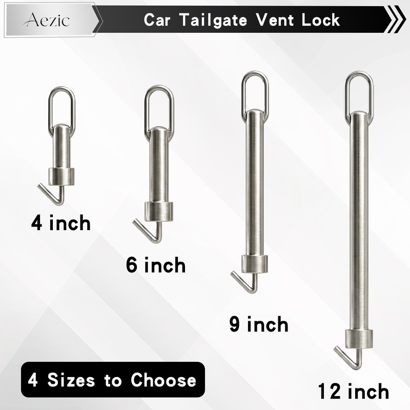 Aezic Car Tailgate Vent Lock, Stainless Steel Tailgate Stand Off