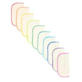 Gina's Soft Cloth Shop 1 Ply Organic Birdseye Washable Baby Wipes 8x8 Inches Set of 10 Your Choice of Color Edges - Proudly Made in the USA!