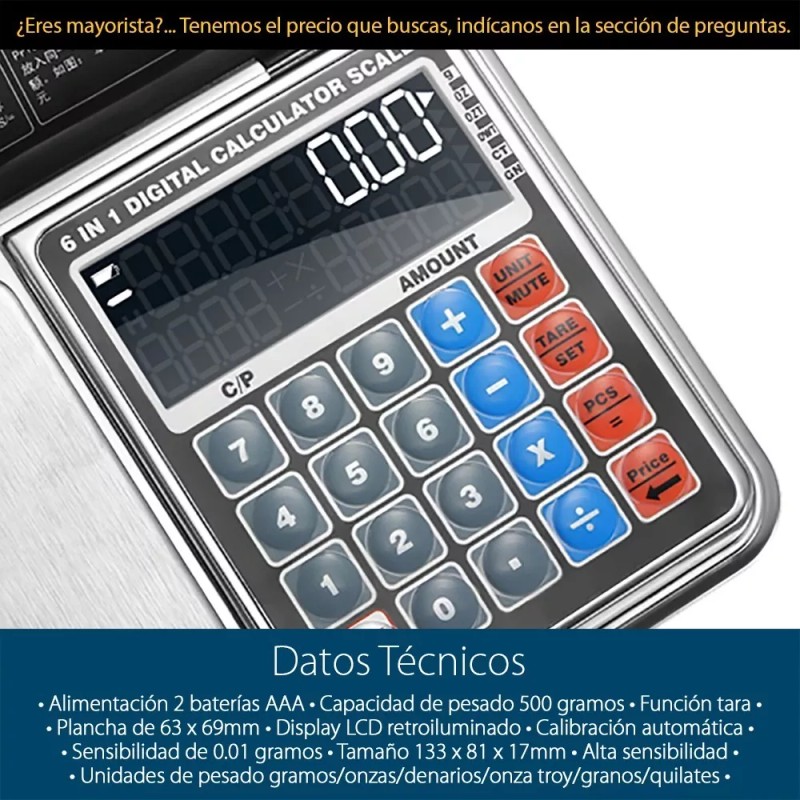 Mercader Digital Bascula Digital Gramera 6 En 1 Portable -