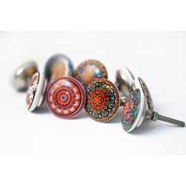 KNOBSWORLD 20 x Mix Vintage Look Flower Ceramic Knobs Door Handle Cabinet Drawer Cupboard Pull Xfer (New Xfer)