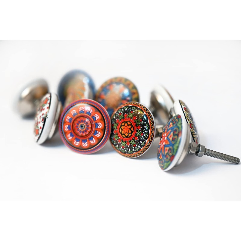 KNOBSWORLD 20 x Mix Vintage Look Flower Ceramic Knobs Door