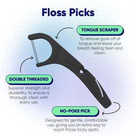 SOMETHING NICE Floss Picks - Minty Fresh Twin Floss for Extra Strength with Mint Flavour - Dental Floss Picks with Tongue Scraper | Flossers with Xylitol for Enhanced Protection 90-Pack