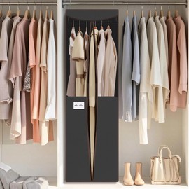 STO STO 2 Pack Garment Bag for Hanging Clothes Closet, Hanging Garment Cover with Built-in Steel Hanging Rod, Hanging Wardrobe Storage Bag for Suit, Dress with Clear Window, Zipper, ID Window, Black