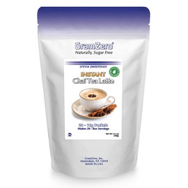 Gramzero Premium Chai Latte Powder Mix | Best Chai Drink Mix | No Sugar Added | Kosher | Stevia Sweetened | 20 Single Serve Packets | Each Packet Makes 8fl Oz Rich and Delicious Instant Chai Tea Latte