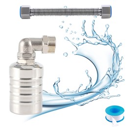 GAESHOW 304 Stainless Steel Float Valve, Automatic Float Valve, Water Level Control Valve with 30 cm Corrugated Pipe, Water Level Control Valve for Pools, Water Towers, Water Tanks (3/4 Inch Side)