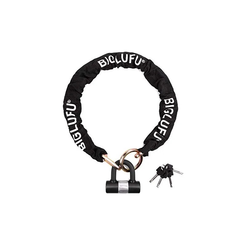 Candado Cadena Bicicleta Motocicleta BIGLUFU 10mm*1.2m Negro Llave