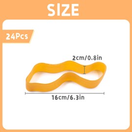 Pack of 24 Rubber Bands, 16 x 2 cm, Wide Household Rubber, Durable and Tear-Resistant Rubbers for Office, Home, School Supplies and Camping, Survival (Yellow)