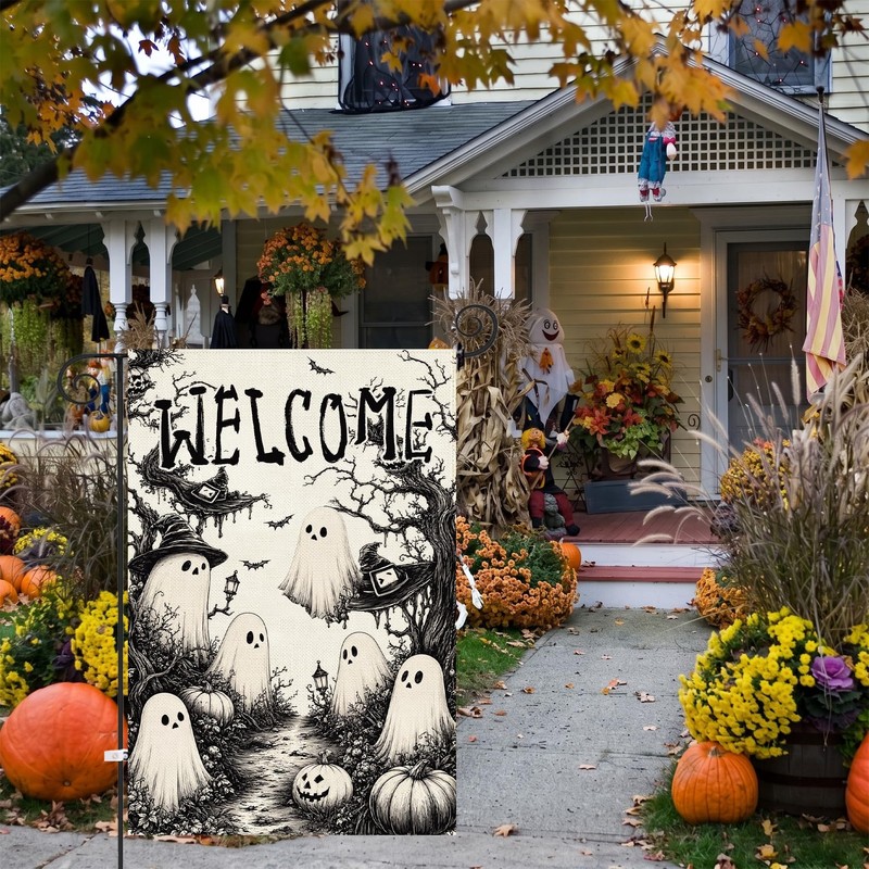 Halloween Garden Flag Ghost 12.5 x 18 Inch