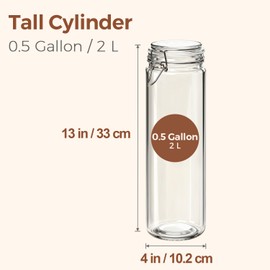 ComSaf Airtight Glass Jars Set of 3, 0.5 Gallon Food Storage Jar with Lids, Tall Spaghetti Container with Clear Preserving Seal Wire Clip Fastening, Pasta Storage Containers for Kitchen Canning