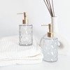 Clear Glass Soap Dispenser with Gold Plastic Pump, 2 Pack