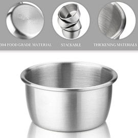 Leegg Dipping Bowls 8 Pieces Stainless Steel Snack Bowls Round Side Dishes for Sauce Ingredients Nuts (s8)