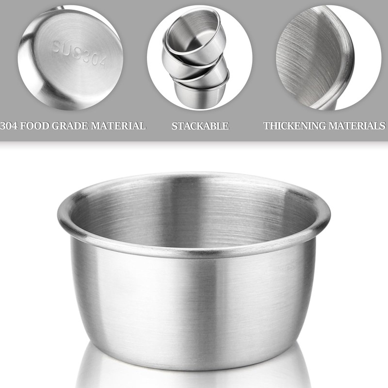 Leegg Dipping Bowls 8 Pieces Stainless Steel Snack Bowls Round