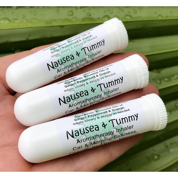 Urban ReLeaf Nausea & Tummy Aromatherapy Inhaler! Relief Car & Morning Sickness, Chemo Queasiness, Bad Belly, Migraine Quease, Medication Illness! Inhale Deeply, Fast Relief. 100% Natural (3)