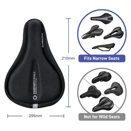SMBZOMI Bike Seat Cushion, 29.5 * 21 cm, Padded Bicycle Saddle Cover Comfortable, Compatible with Mountain, Adjustable for Men & Women Comfort on Peloton Stationary Exercise, Road Bicycle Seats