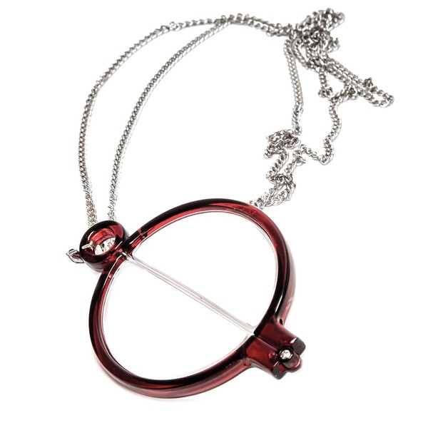 Calabria 2945R Folding Eye Monocle Necklace +1.25 Wine Red Magnifying
