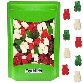 Fruidles Christmas Gummi Bears Candy, Red, White, and Green Delicious Gummies, Fun and Festive Holiday Snacking, Party Favor (Half-Pound)