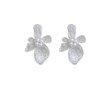Simple White Flower Stud Earrings for Women Geometric 925 Sterling