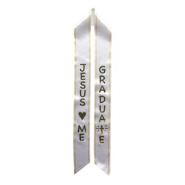 Grads4Good Christian Children's Graduation Jesus Loves Me Sash (White)