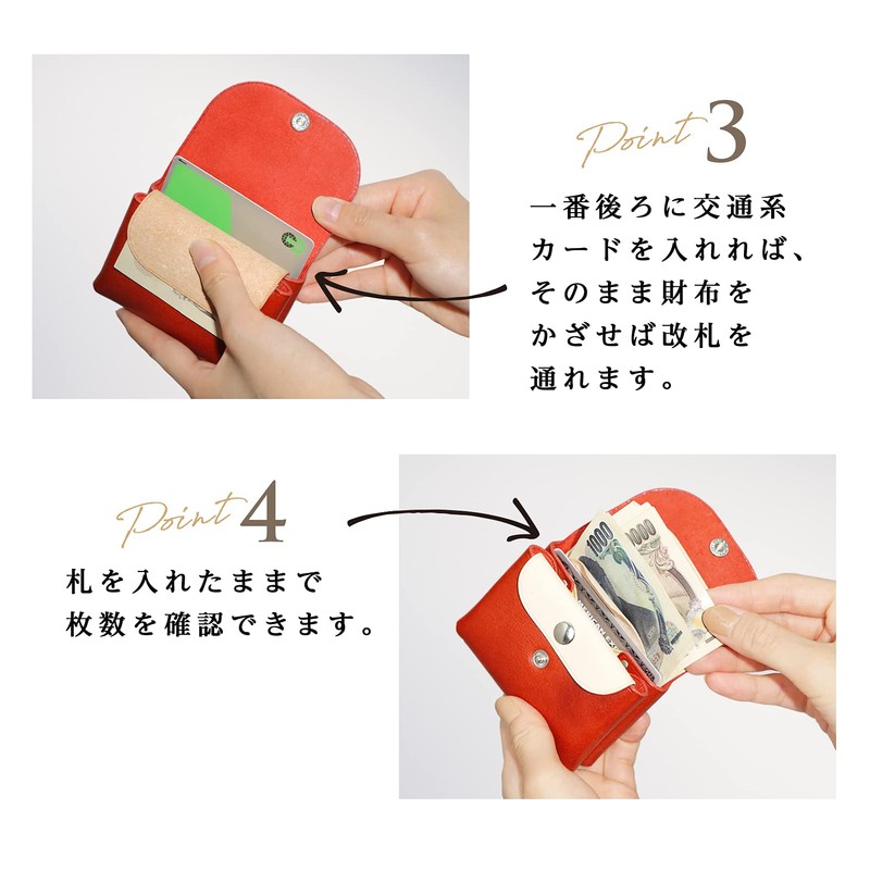 Yanukgora Women's Mini Wallet, Genuine Leather, Prevents Bills from Breaking,