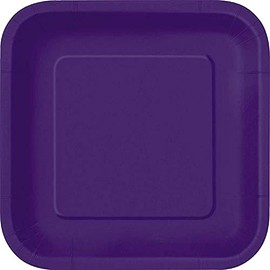 Unique 33040 7" Square Dessert Plates | Deep Purple Color Theme | 16ct, Pack of 16