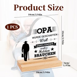 Grandpa Gift, Grandpa Gift Birthday, Unique Heart-Shaped Acrylic Home Decoration, With Wooden Base, Best Grandpa Gift, Great Gift for Grandpa for Birthday, Father's Day, Easter or Christmas