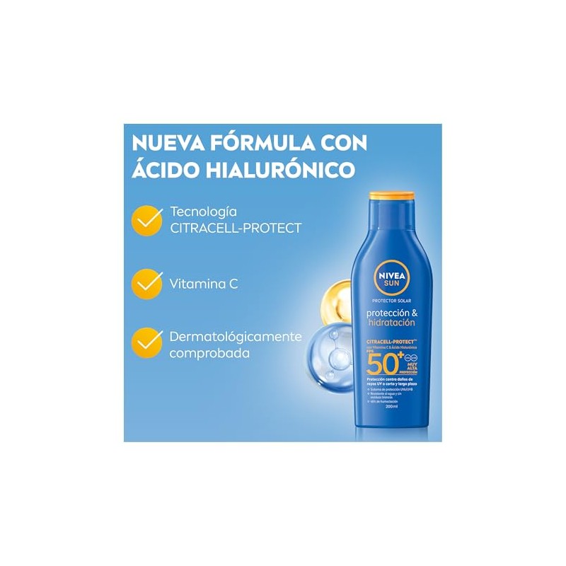 Protector Solar Corporal Nivea Sun Protección Hidratación Fps50 200ml Vitamina
