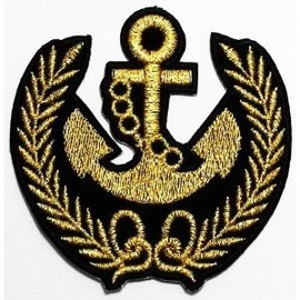 Gold lace Anchor Naval Marine DIY Applique Embroidered Sew Iron on Patch by Anchor