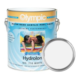 Olympic Pool Paint - Hydrolon - White - 1 Gallon - Water-based acrylic emulsion swimming pool coating - low sheen, satin finish for plaster or concrete pools.