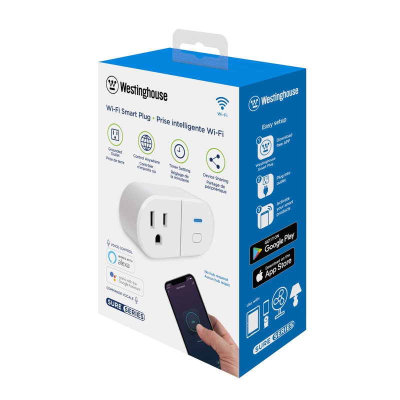 Westinghouse 94007 Sure Series Wi-Fi Single Plug Smart Outlets, White