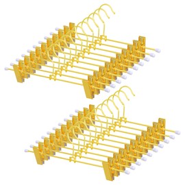 20 Pack Shiny Gold Metal Hangers 12 Inch Gold Pants Skirts Hanger with 2 Adjustable Non Slip Clips and Swivel Hook Sturdy Skirt Hangers with Clips for Skirts Slacks Jean Trousers