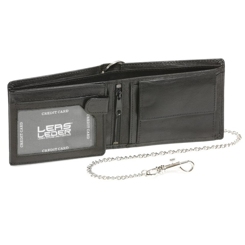 LEAS Biker Wallet purse with chrome-chain without application horizontal format,
