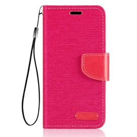 Oxford Fabric PU Leather Flip Wallet Case Compatible with Cubot Kingkong 9, Durable Protective Cover with Card Slots and Magnetic Closure (Rose Red)