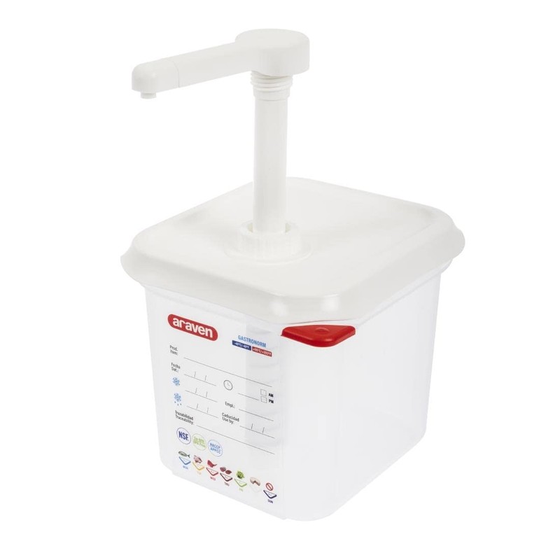 Araven RVN013 Sauce Dispenser Gn 1/6 Transparent 2.6Ltr Dishwasher Safe