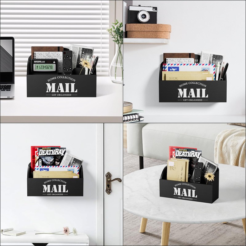 Mail Organizer, Mail Holder with 2 Slots, Mail Basket for